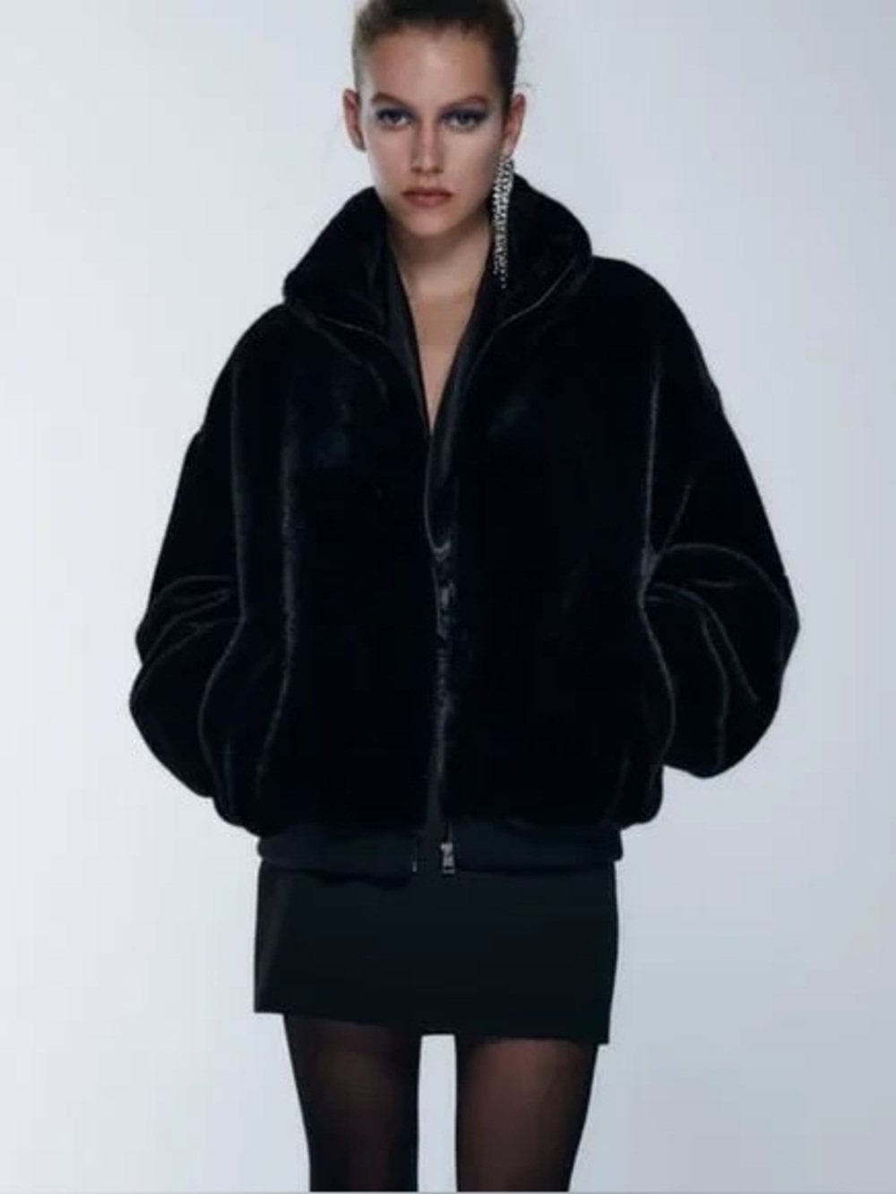 New ZARA FAUX FUR BOMBER JACKET 🤩
